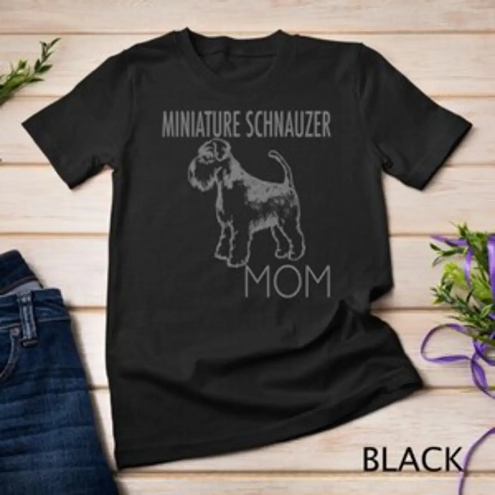 Miniature Schnauzer Mom Dog T shirt vintage Washed graphic homme Comfortable streetwear fashion Stylish Versatile