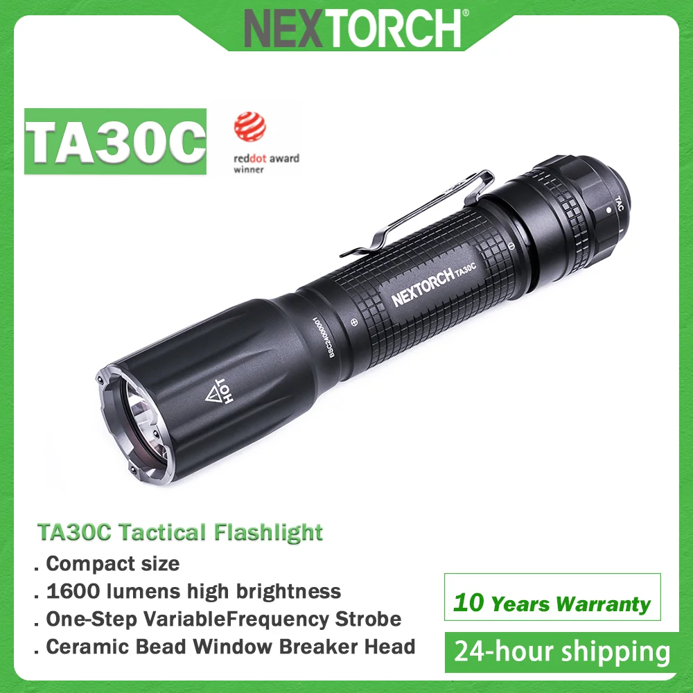 NEXTORCH TA30C Tactical flashlight , High power torch , high brightness , Rechargeable torch, with tactical finger ring