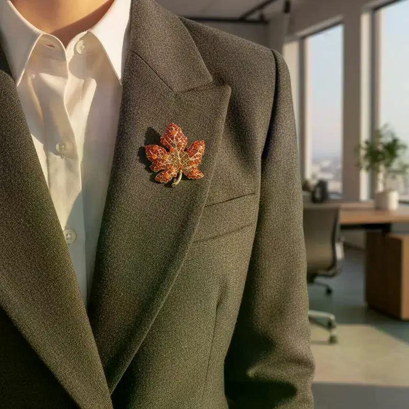 Leaf Brooch Vintage Crystal Pin For Women Wedding Jewelry Gift Trendy Clothing Collar Corsage Badge Lapel Accessories