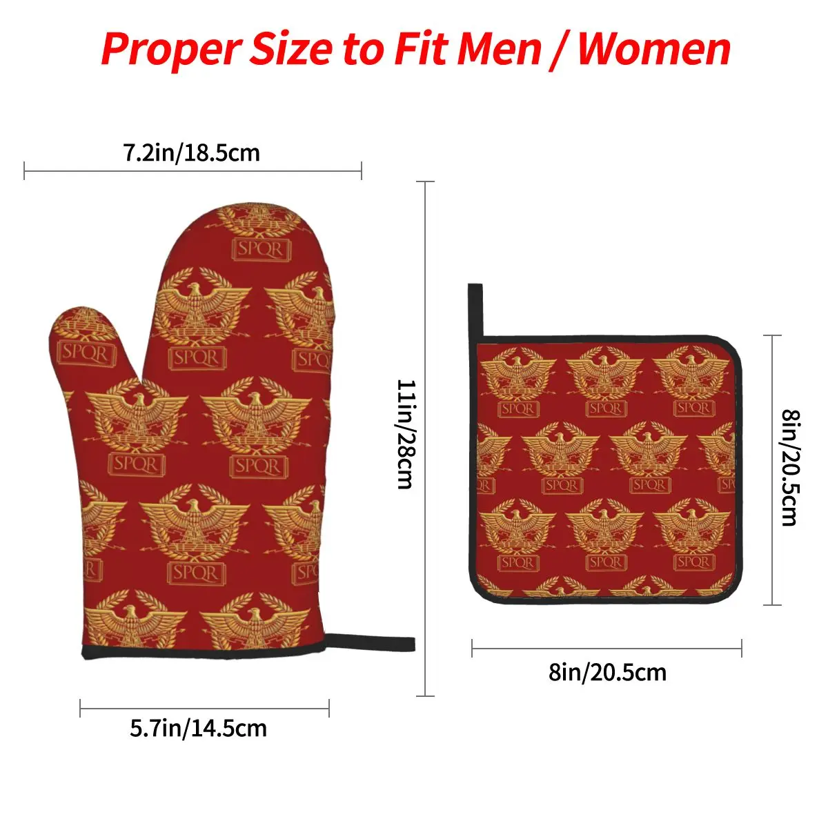 Gold Roman Aquila Eagle SPQR Oven Mitts and Pot Holder Sets of 4 for Baking Kitchen Cooking Grilling Resistant Non-Slip Gloves