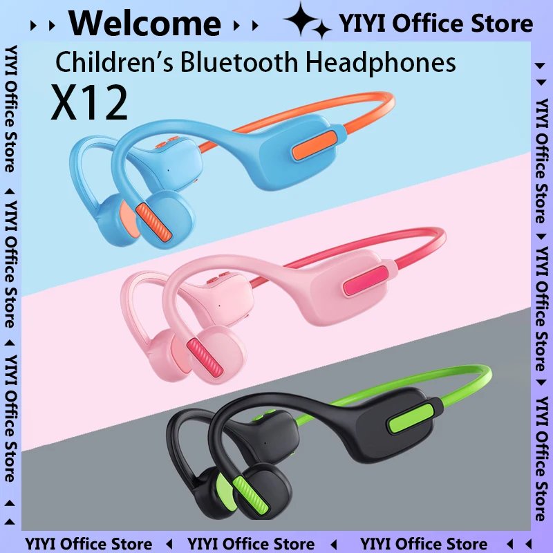X12 Kids Bluetooth Earphones Wireless Air Bone Conduction Headphones for Students Online Learning Children Comfortable Headsets