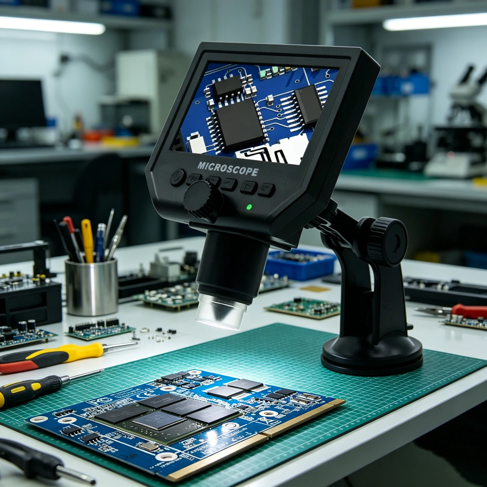 Microscópio Digital de Alta Definição G600, Lupa com Suporte de Sucção para Reparo de Celulares