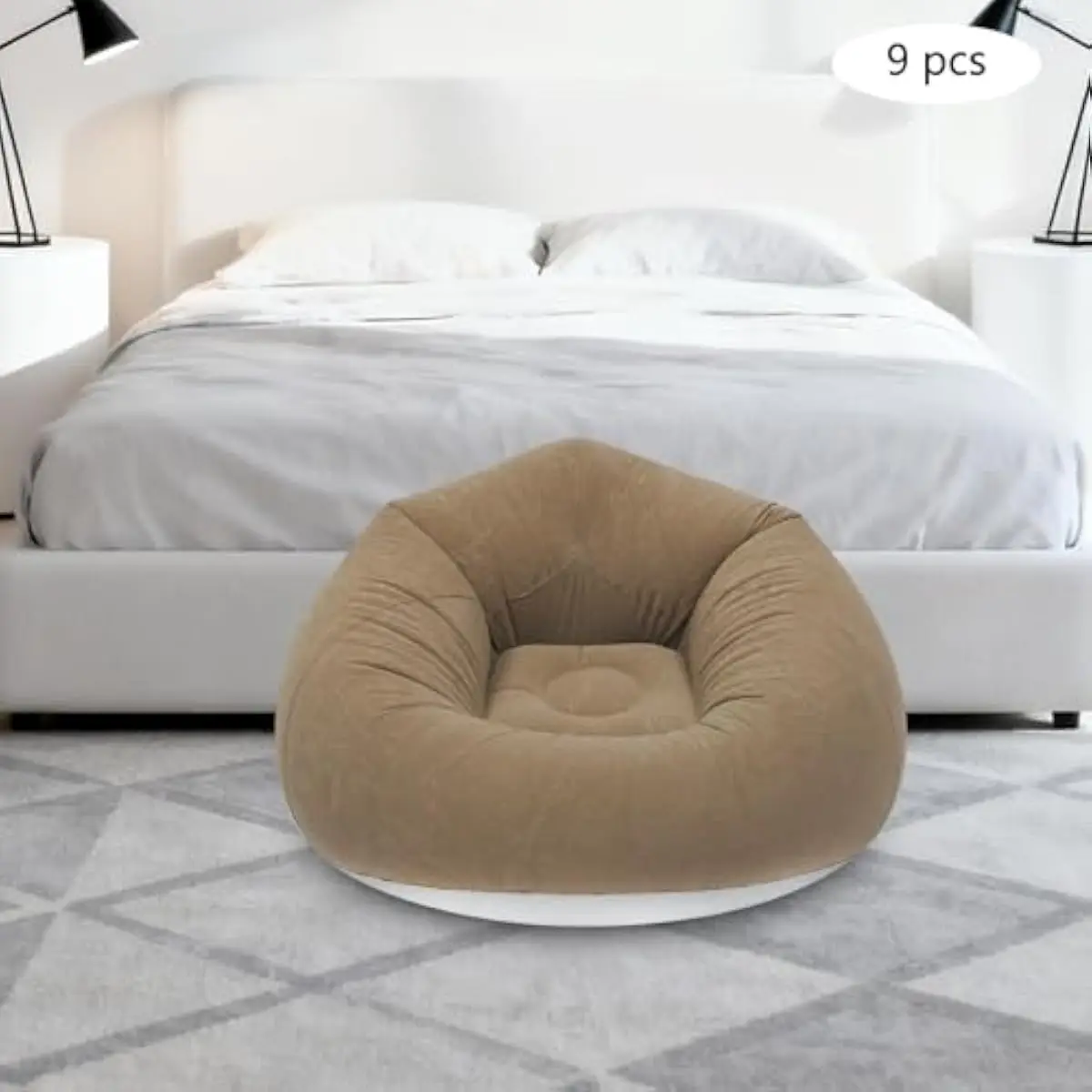 Inflatable Lounge Seating for Adults Ergonomic Design Quick-Fill Foot Pump Included Durable Flocked PVC Material Compact Foldabl