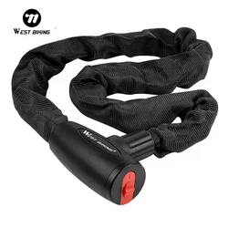 WEST BIKING Anti-theft Bicycle Lock MTB Road Bike Safety Chain Lock With 2 Keys Outdoor Cycling Bicycle Accessories Bike Locks