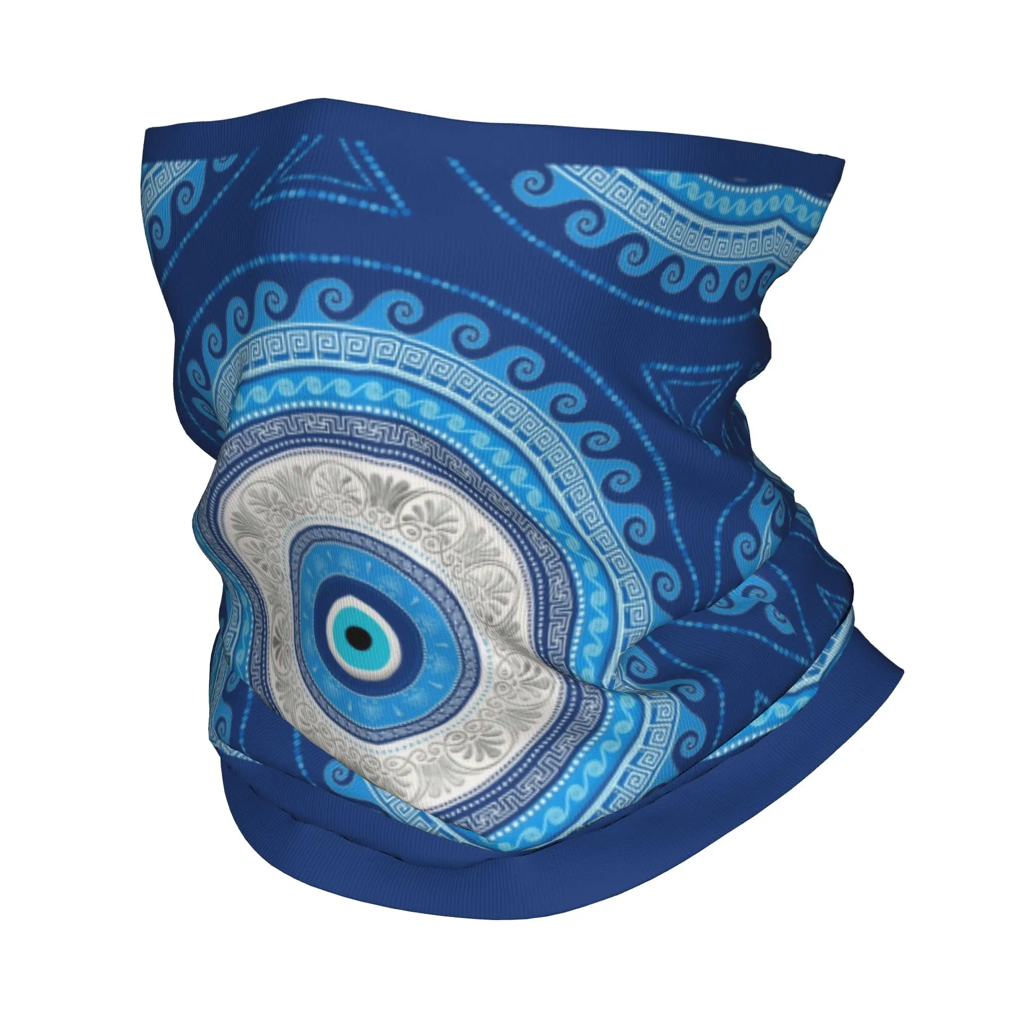 

Custom Greek Nazar Evil Eye Ornament Winter Headband Neck Warmer Men Women Ski Hunting Tube Scarf Lucky Charm Amulet Face