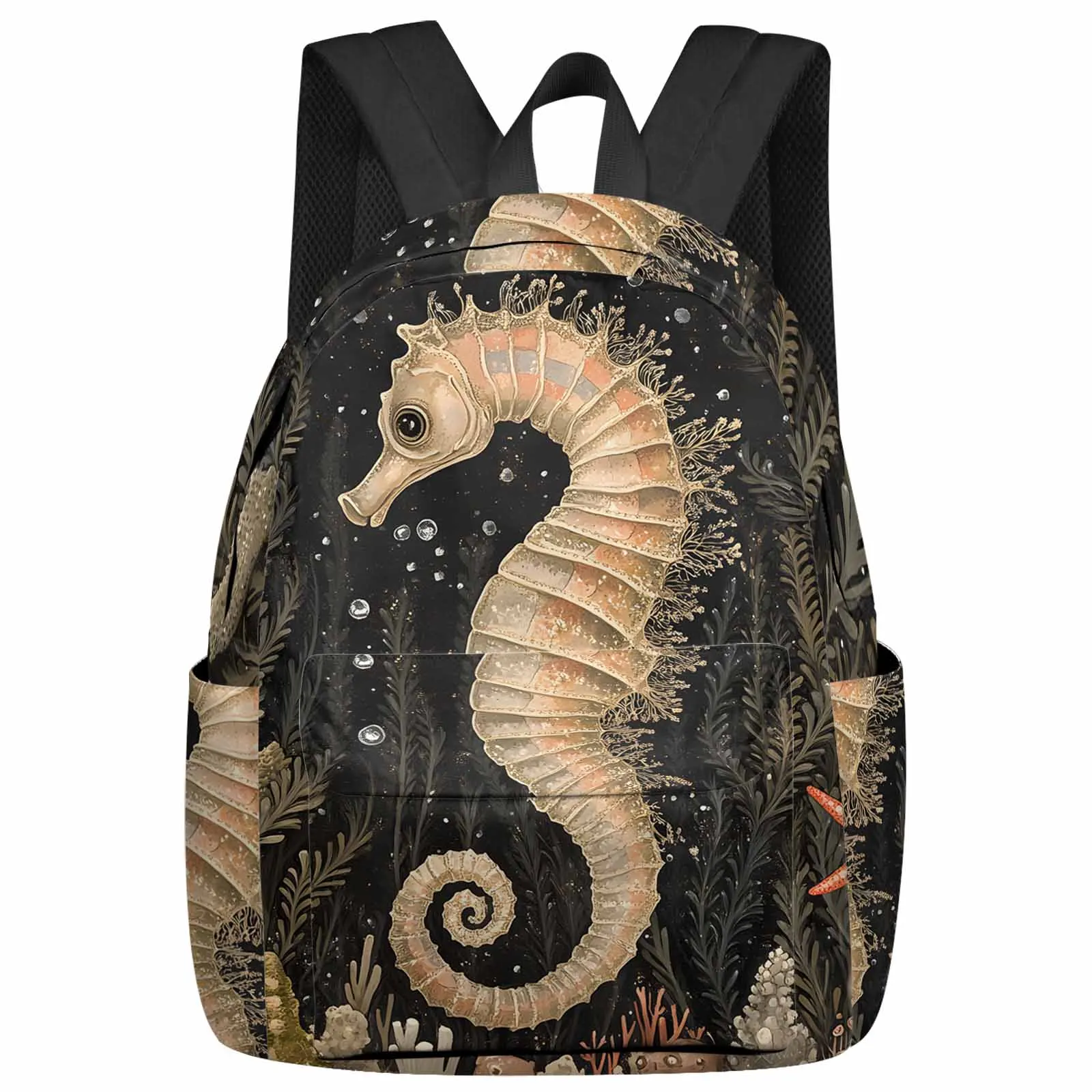 

Retro Seabed Seahorse Backpack Teenagers Student School Bags Laptop Custom Backpack for Men Women Travel Bag