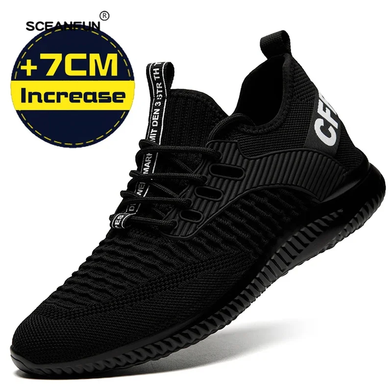 Zapatillas de deporte para hombre, zapatos informales con elevador, zapatos con aumento de altura, plantillas de 7cm, zapatos deportivos con aumento, diseño de zapatos altos, novedad de 2024