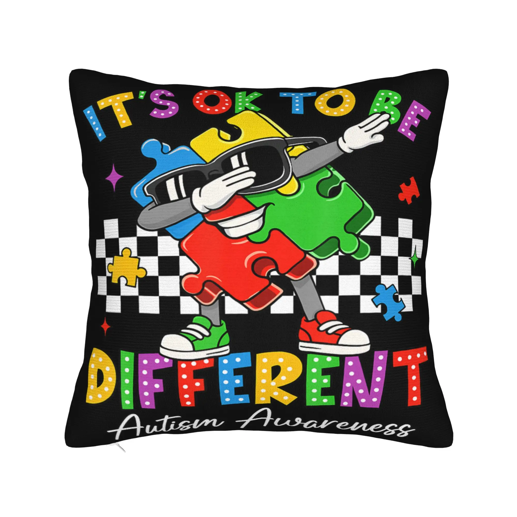 Dabbing Puzzle Autism Awareness Pillowcases Accessories Printing Cushion Cover Decorations  Pillow Case Cover Chair Multi-Size
