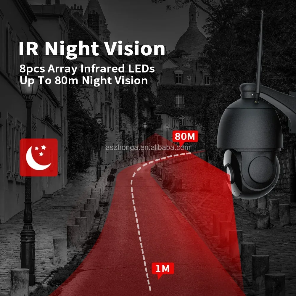 5MP 무선 WIFI 보안 IP 카메라 HD 30배 줌 PTZ 실외 가정용 감시 돔 카메라 CCTV 80M IR 야간 투시 카메라 CamHipro