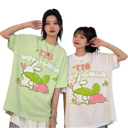 T-shirt Women 2026 New Summer Harajuku Style Foam Rabbit Carrot Printing Tshirt Casual Loose All-match Short-sleeved Top Tee