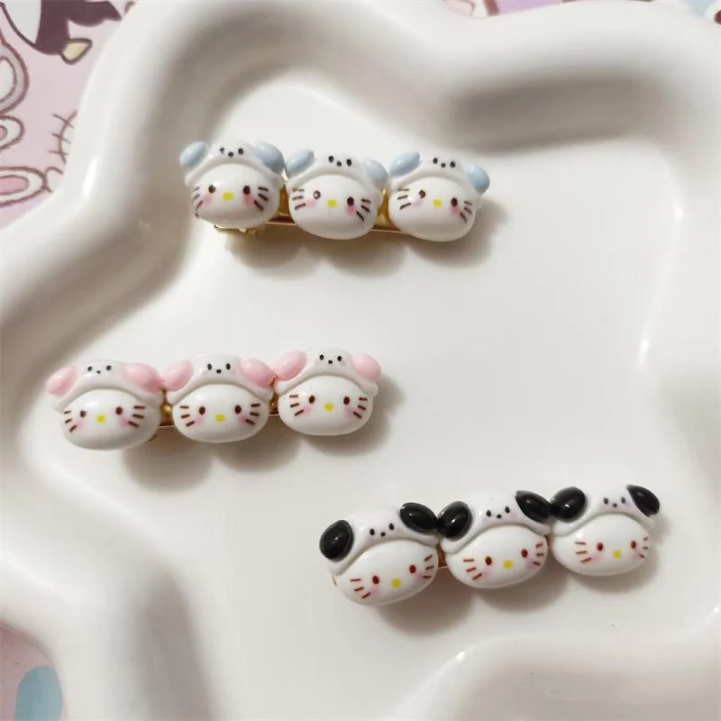 Pince à cheveux Sanurgente Anime pour fille, épingle à cheveux, épingle à cheveux, chapeau, chaton, mignon, Hello Kitty, doux, coeur, bec de canard, accessoire, cadeau