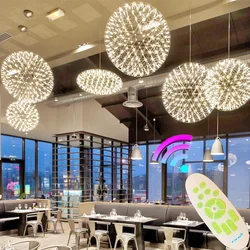 Modern Remote Stainless Steel Spark Ball LED Ceiling Chandelier Lighting Firework Pendant Lamp LOFT Kitchen Island Hanging Light