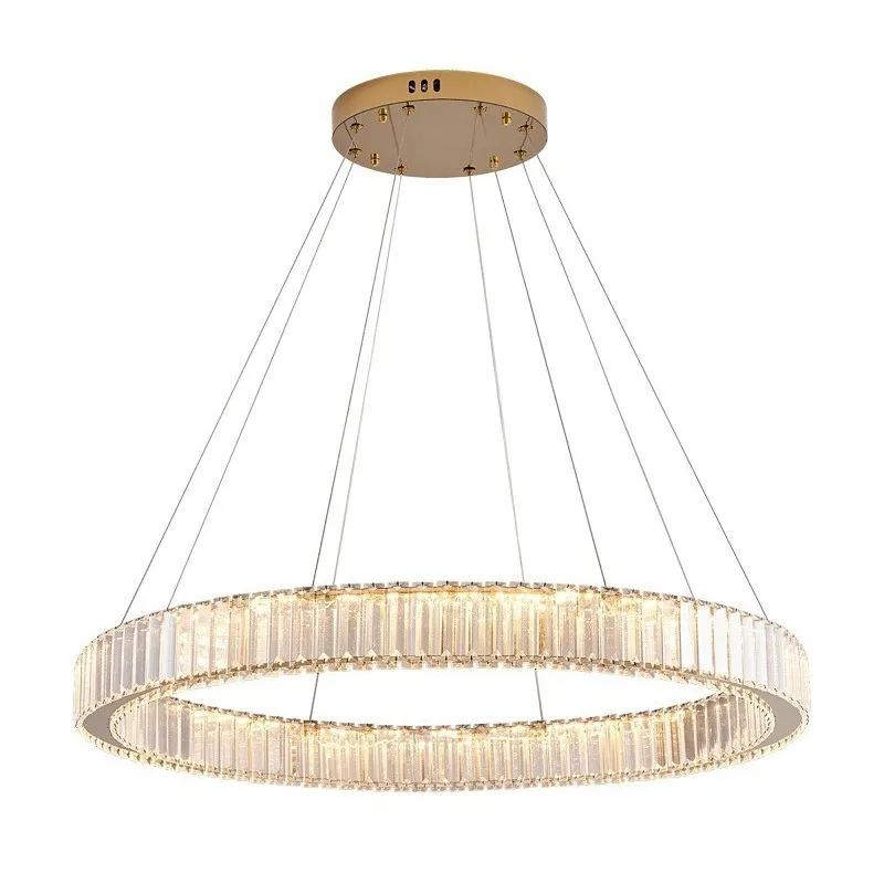 

Modern simple light luxury crystal lamp living room Italian home bedroom dining room lamp ring duplex floor lamp