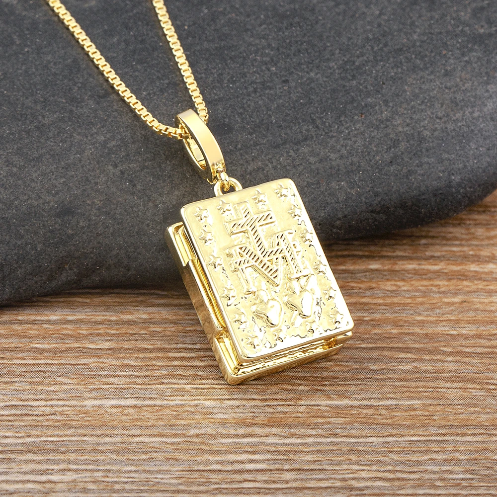 Nidin Christian Jesus Openable Necklace For Women Men Gold Plated Chain Choker Religion Put Photos Jewelry Prayer Baptism Gifts