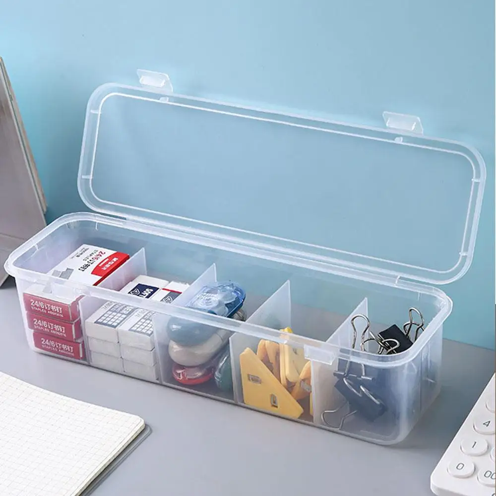 Dustproof Data Cable Organizer Transparent Desktop Storage Box With Compartments Headphone Charger Card Organizer Container Case