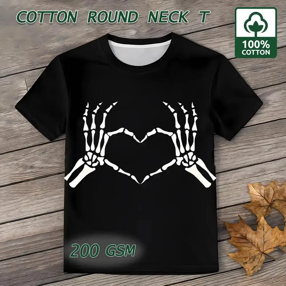 

Unique Funny Skull Graphic T-shirt Harajuku Style Street Hip-hop Unisex Y2k Clothes Party Casual Fashion Cotton Round Neck Tops