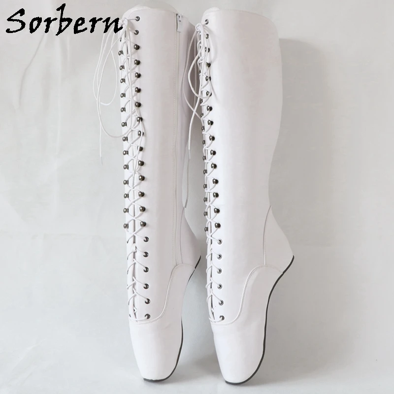 

Sorbern Sexy Ballet Heelless Boots Women Knee High Lace Up Zippers Unisex Bdsm Play Fun Boot Custom Leg Wide Fit