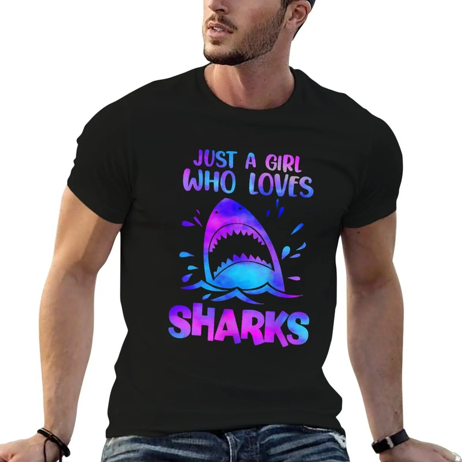 

Just A Girl Who Loves Sharks - White Shark Lover T-Shirt t shirt man cotton t shirts for man pack white T-Shirt