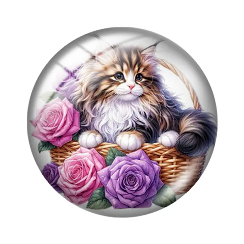 The Purple Little Cat 12/18/20/25mm glass cabochon  bracelet pendant rings for jewelry demo earrings back Making findings
