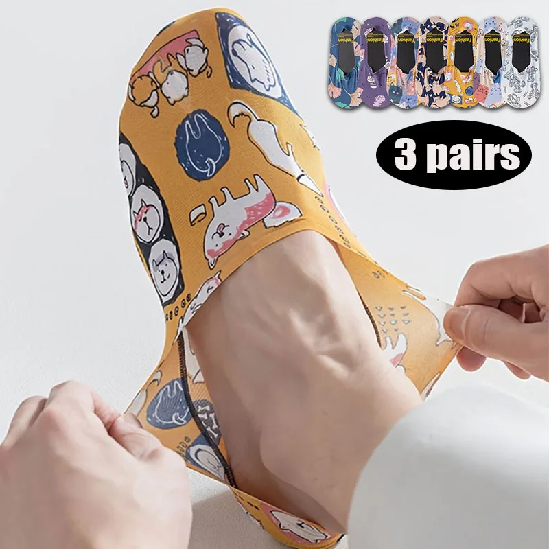 

3Pairs Men Summer Invisible Boat Socks Breathable Sweat-Absorbing Easy Silicone Anti-Slip Low-Cut Sock High Quality Soft