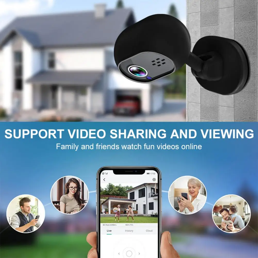 Wifi Camera with Noise-canceling Speaker Home Security Camera with Detection Auto Tracking Night Vision Two-way for Surveillance