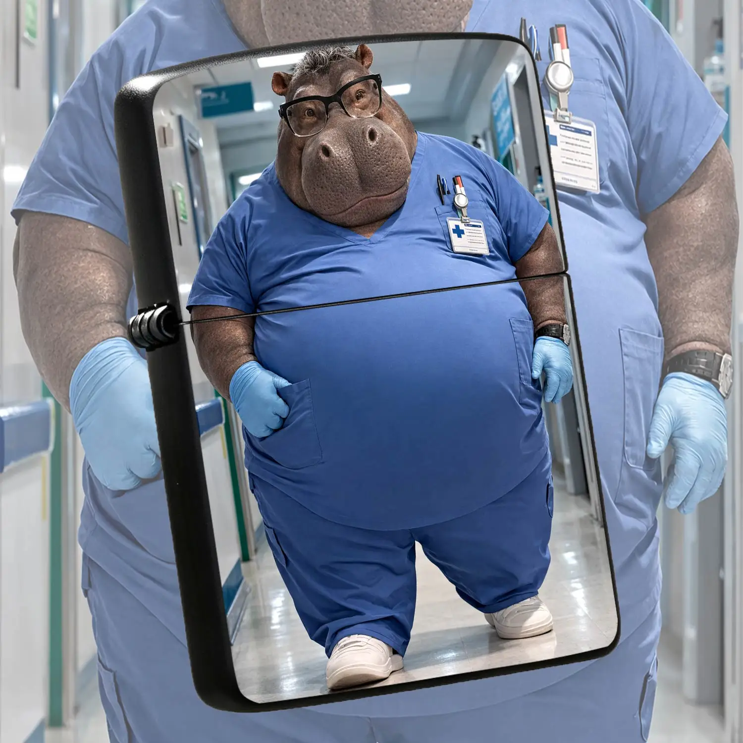 Creative Hippo Medical Staff Printed Lighter, Fun Unique Hippo Doctor Nurse Pattern, Stylish Hospital Themed Portable Accessory, Ideal For Daily Multi-Scene Use, Exquisite Novelty Gift For Healthcare Workers, Distinctiv A Humorous And Inter