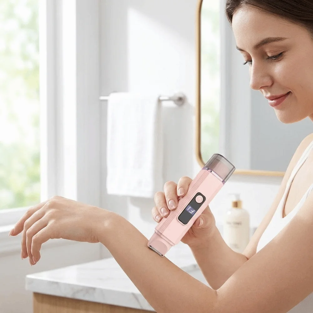 Portable 2-IN-1 Women's Hair Shaver Dual Head USB Rechargeable Electric Shaver Mini Wireless Private