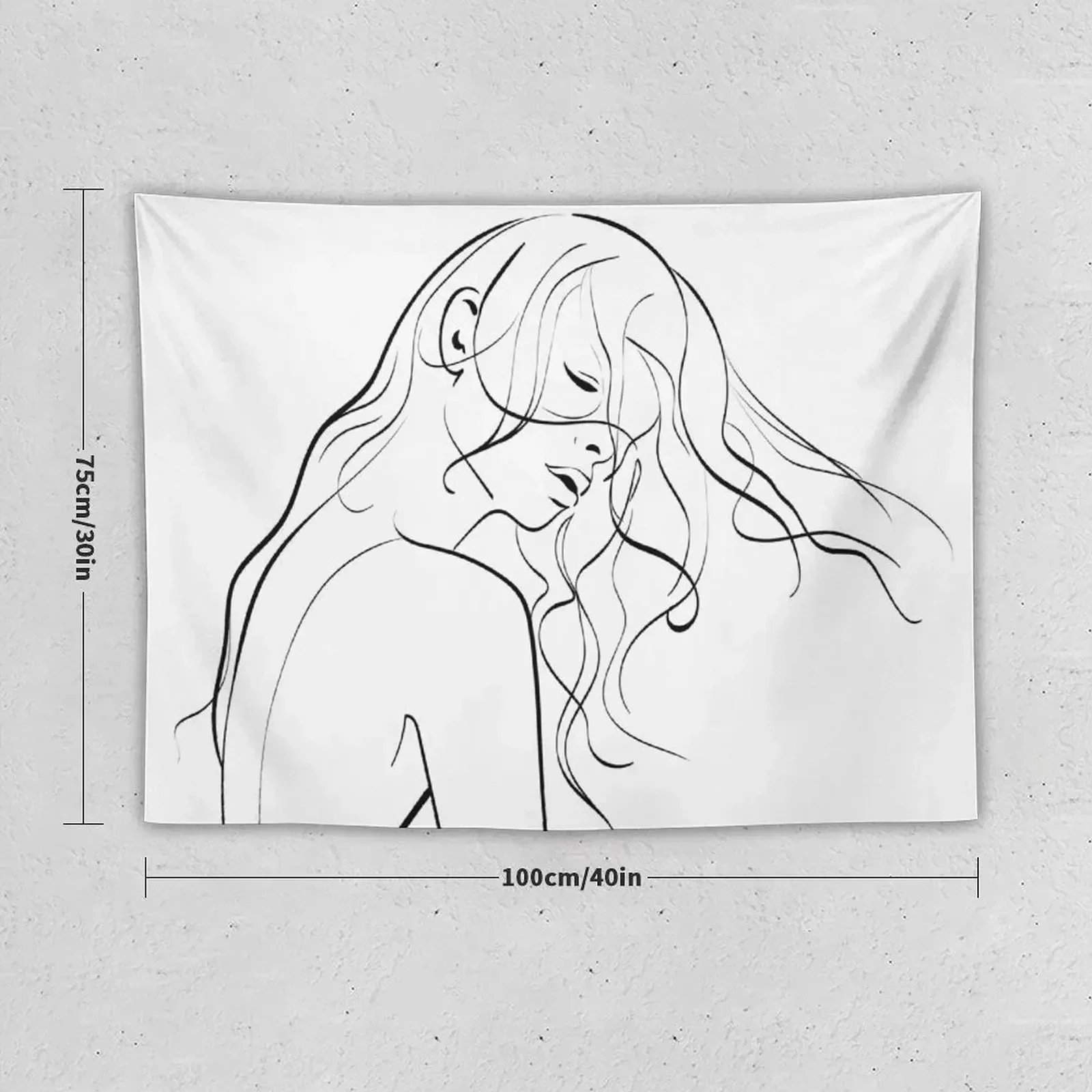 Woman One Line Drawing Abstract face art Extra large Wall Fashion poster Femme Mothers day gift Sketch Print Beauty hai Tapestry