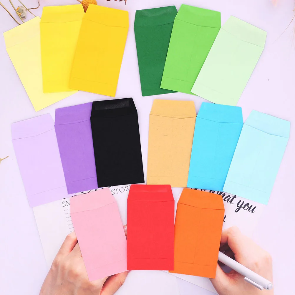 

50pcs Blank Small Envelope Mini Color Empty Envelope Card Packaging Envelope Cash Deposit Mixed Envelope Invitation Card NEW