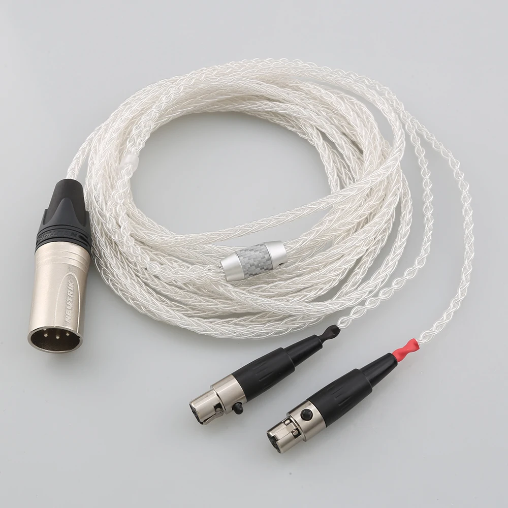 

New 99% Pure Silver 8 Cores HiFi Cable 4-pin XLR Balanced Male for Audeze LCD-2, LCD-3, LCD-4, LCD-X, LCD-XC