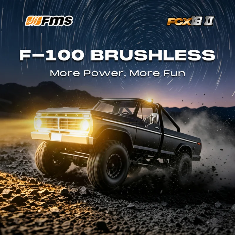 FMS 1:18 FCX18 II F-100 Small Proportion Pickup Truck 4WD Brushless RTR Two-Speed Transmission RC Off-Road Vehicle Boy Toy