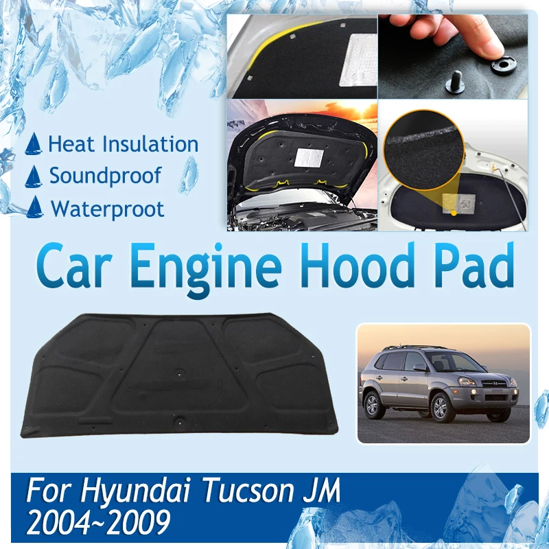 For Hyundai Tucson JM 2004 2005 2006 2007 2008 2009 Car Engine Hood Pad Front Soundproof Engine Sound Insulation Rug Accessories