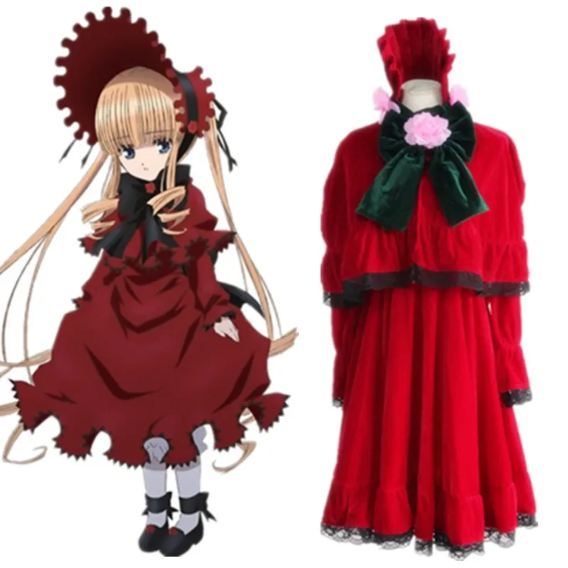 

Anime Rozen Maiden Cosplay Shin ku / Reiner Rubin Halloween Party Lolita Maid Costume (dress+shawl+pants+headdress+bustle)