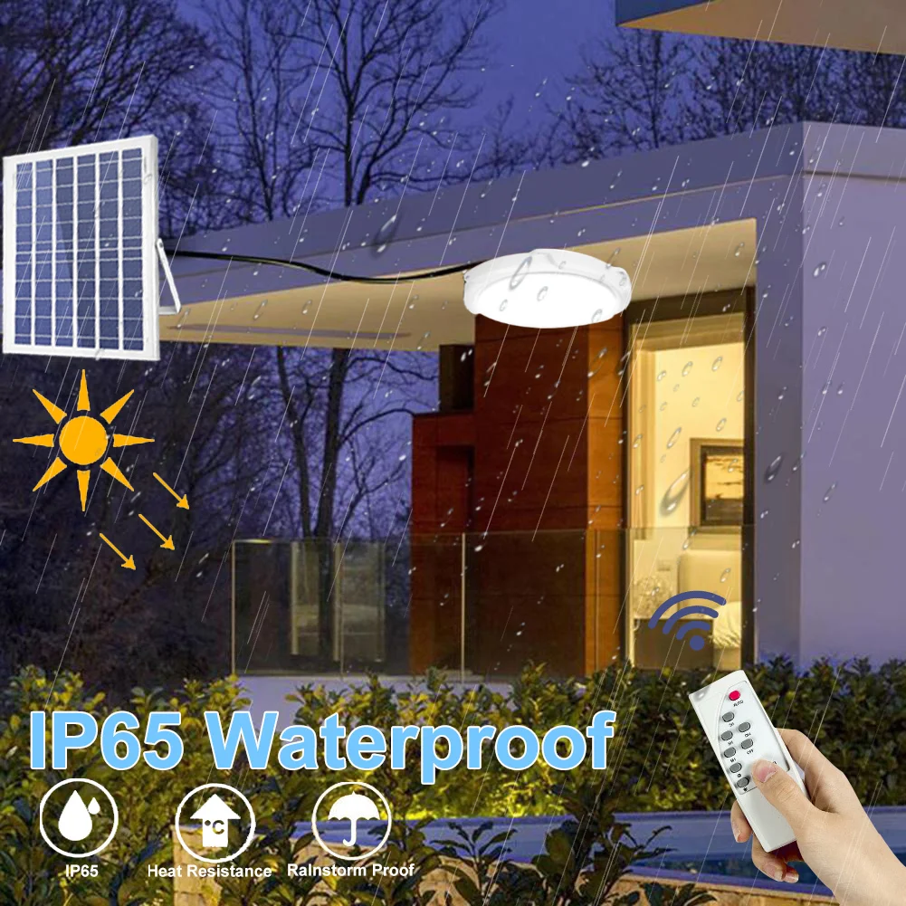 

60W Solar Ceiling Light IP67 Waterproof Solar Powered Pendant Light With Remote Control Indoor Outdoor Garden Corridor Lamp