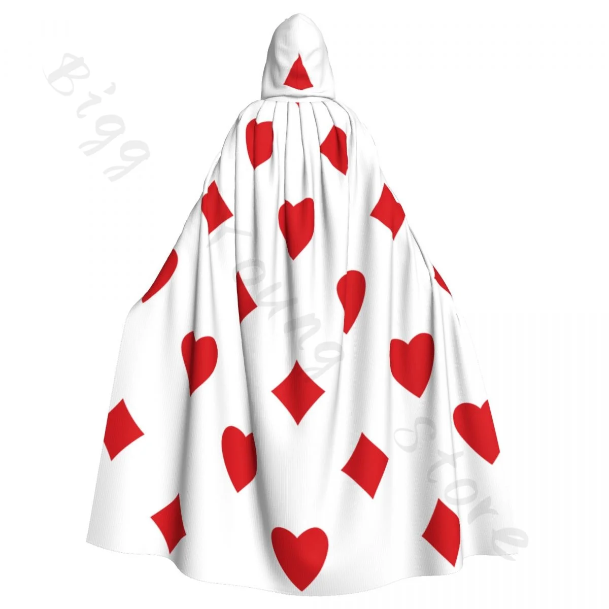 Alice In Wonderland Hearts And Diamonds Hooded Cloak Polyester Unisex Witch Cape Costume Accessory