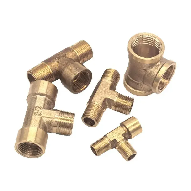 1/8 "1/4" 3/8 "1/2" 3/4 "BSPP femelle/mâle té 3 voies égal raccord de tuyau en laiton eau gazole
