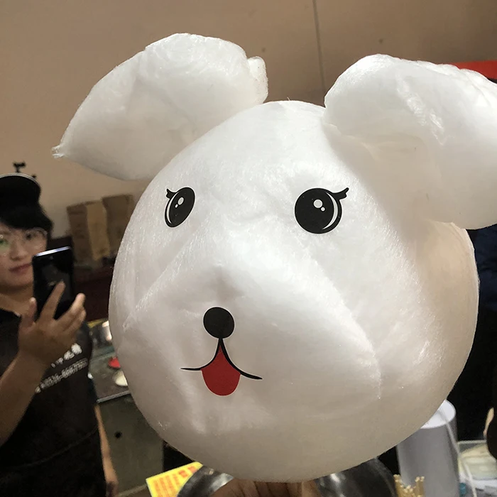 식품 접촉 등급 120개 솜사탕 스티커 만화 토끼 눈 입 (식용 아님) 솜사탕 제조기용