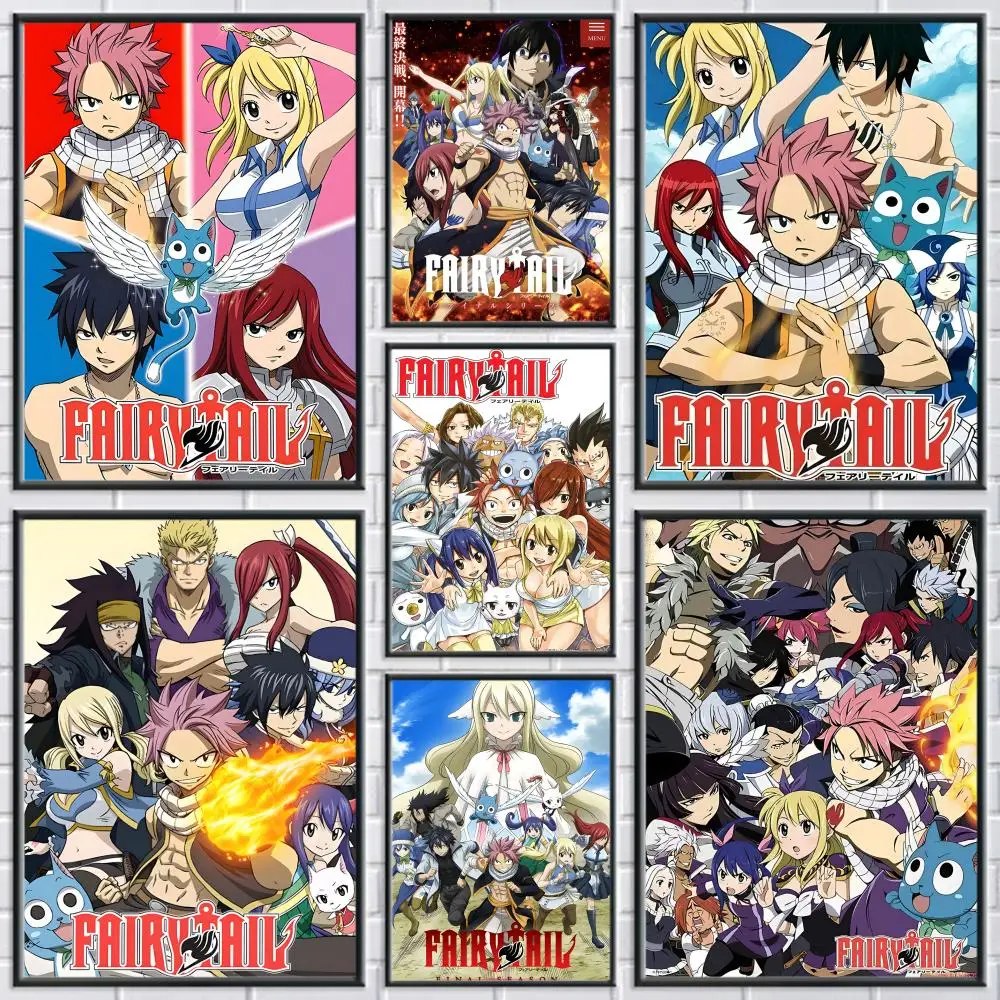 Klassisches Anime-Poster mit F-Fairy TailES, moderne und elegante Wandaufkleber für Heimdekoration, Wohnzimmer, Schlafsaal, Wandkunst