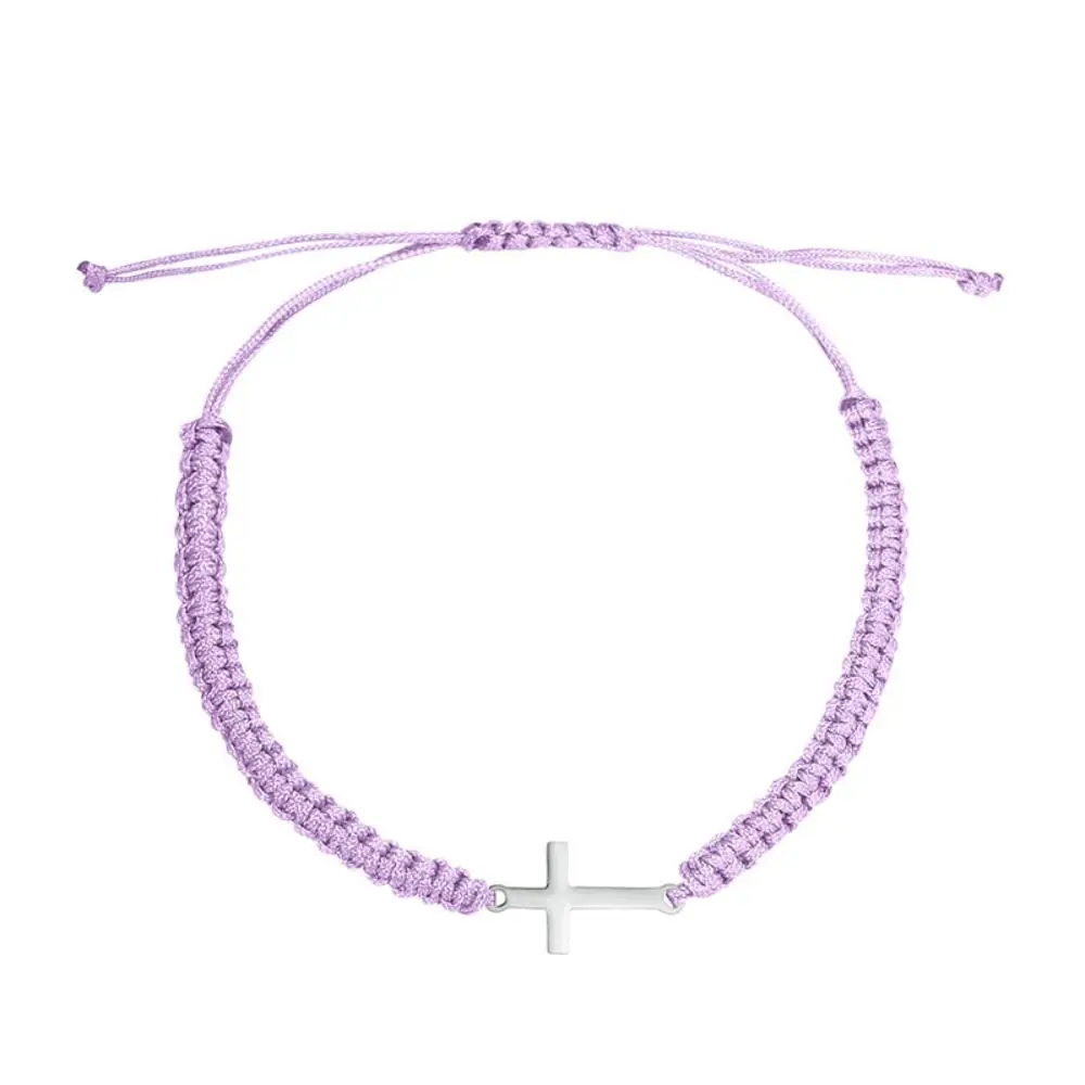 Creative Cross Bracelet Personality Colored String Adjustable Charm Bracelet Versatile Stainless Steel Couple Hand Ring Lovers