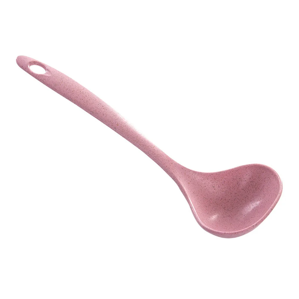 

Red Wheat Straw Soup Ladle Long Handle Unbreakable Porridge Spoon Heat-Resistant Kitchen Spoon for Soup Hotpot Rice Noodle