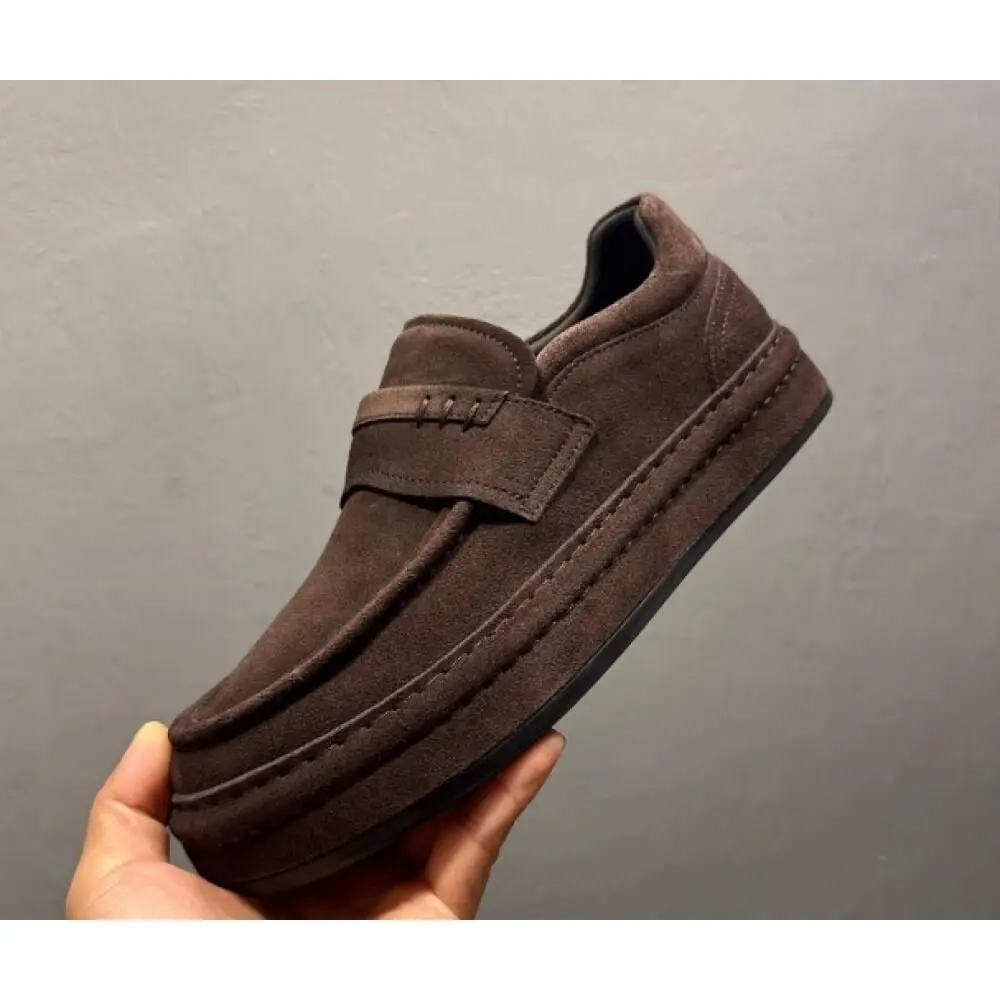 Premium Dark Brown Suede Loafers – Handcrafted Comfort, Rugged Casual Style