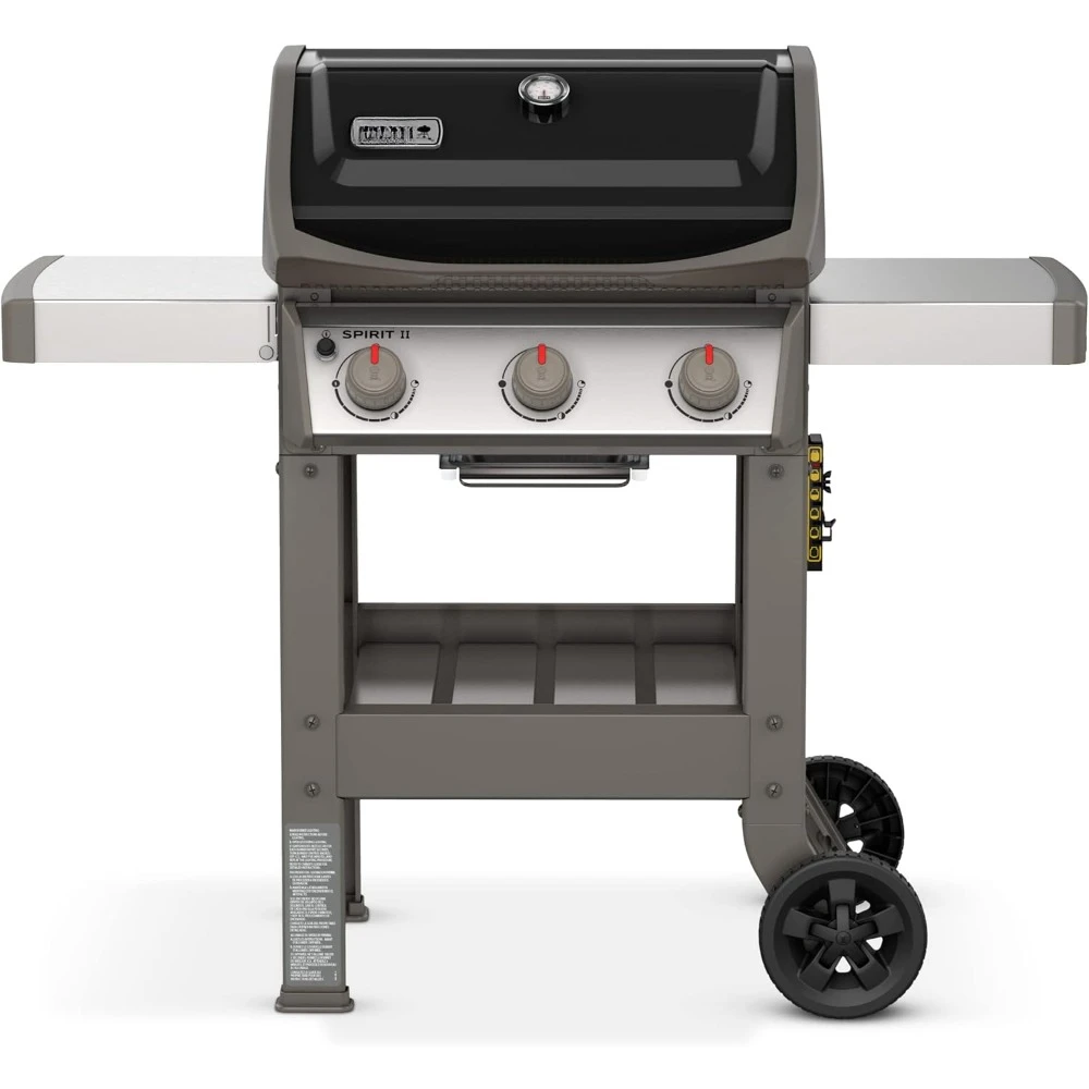 3-Burner Liquid Propane Grill, grilling system with improved infinity ignition, Black camping equipment, BBQ Grill