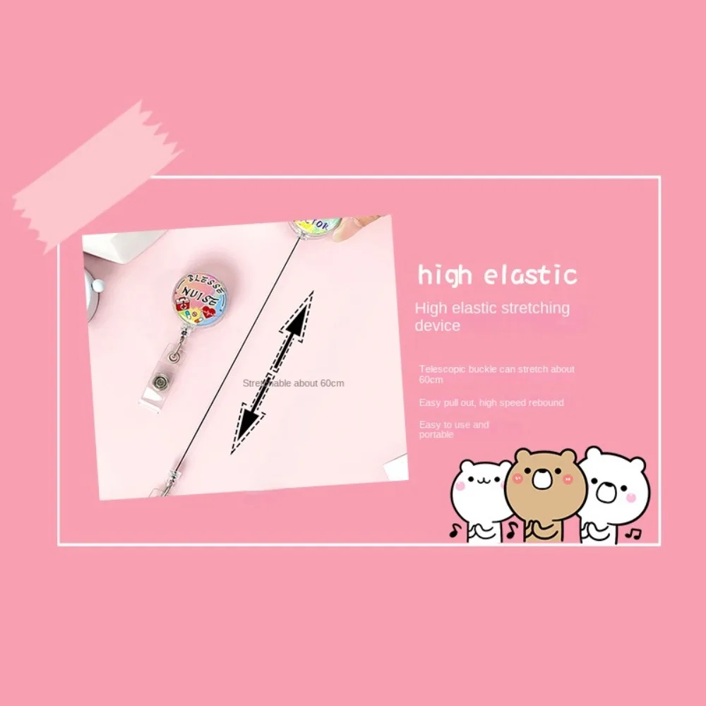 Easy To Pull Buckle Nurse Retractable Badge Reel ID Card Accessories Fashion Nurse ID Card Clips Cute Simplicity