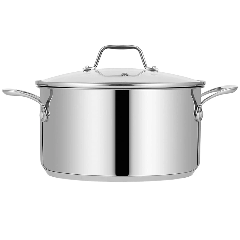 Stock Pot With Lid Professional Home Chef Grade Clad Pot For Soup, Broth & Stock, Chili, Casserole All Surface