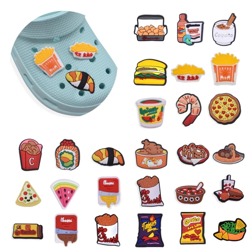PVC Shoe Charms sushi Shoe Accessories pizza Shoe Decoration Shoe Buckles Accessories for Clog Sandals X-mas Gifts Buckle