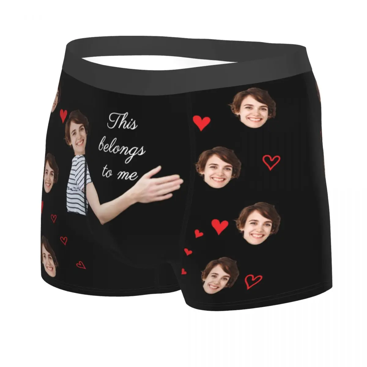 Man Valentine\'s Day Custom Funny Face Boxer Briefs Shorts Panties Soft Underwear Male Sexy Plus Size Long Underpants