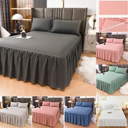 Solid Color Bed Skirt Single Bed Cover Wholesale Non-slip Mattress Protector 1.2M/1.5M/1.8M/2M (Without Pillowcase)