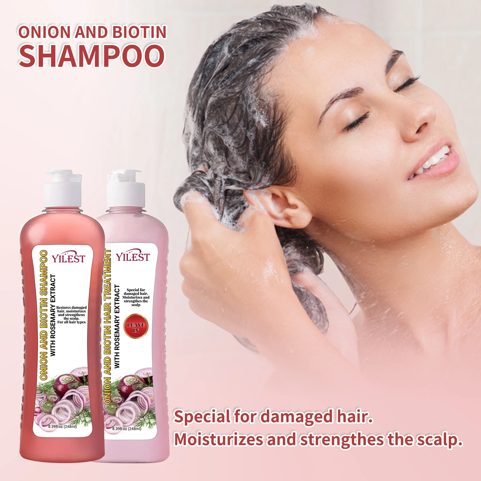Champú para el crecimiento rápido del cabello, 500ml, romero, cebolla, champú para el crecimiento del cabello, producto para el crecimiento del cabello antipérdida