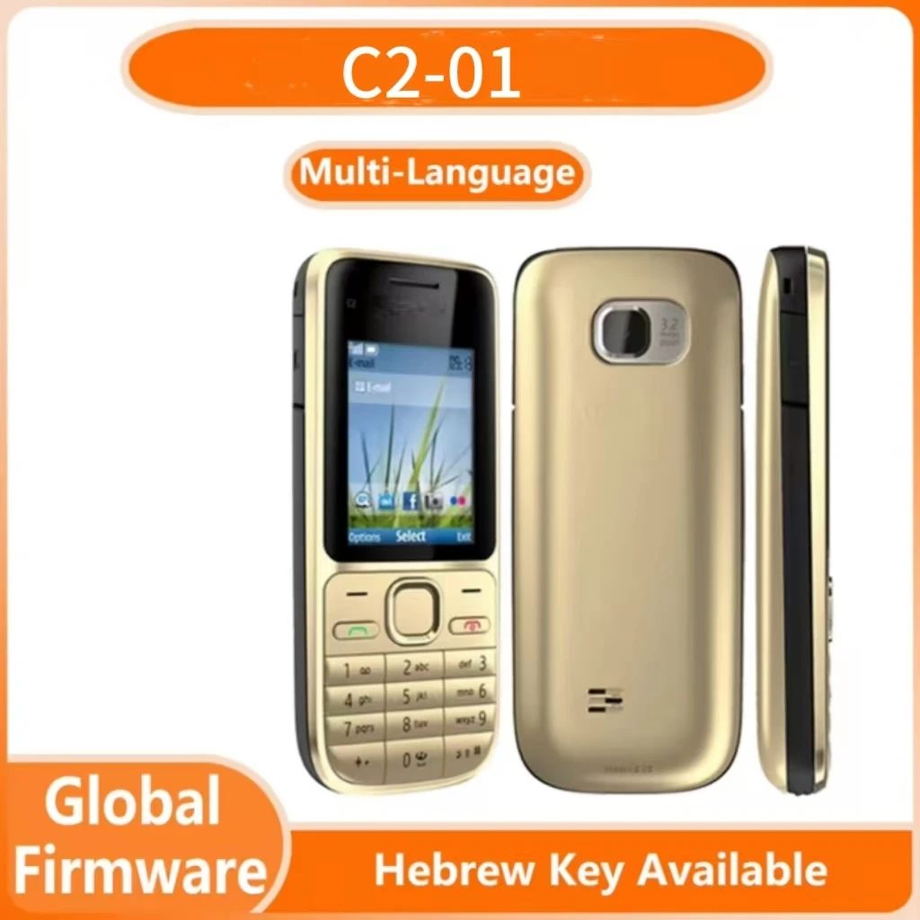 Finlandia hizo C2 C2-01 GSM con texto en inglés y teclado hebreo desbloqueado 2G 3G teléfono móvil usado