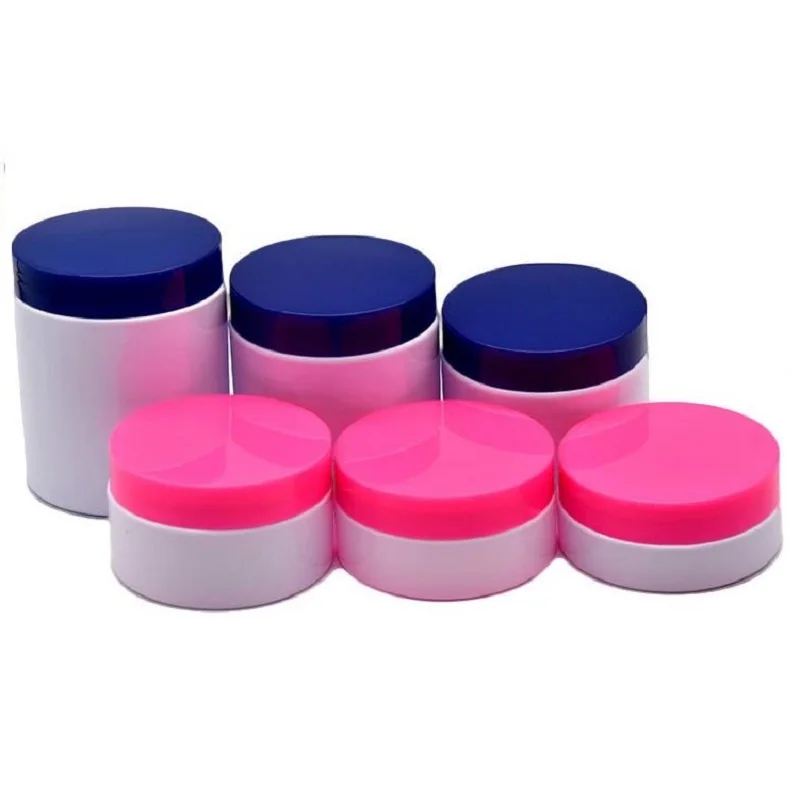 White PET Plastic Jars Rose Red Blue Lid Cosmetic Packaging Containers 250g 200g 150g 100g 80g 50g Empty Facial Cream Pots 24pcs